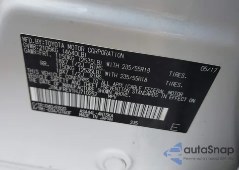 2017 Toyota Rav4 Se z USA, uszkodzony, nr VIN JTMJFREV1HJ710252